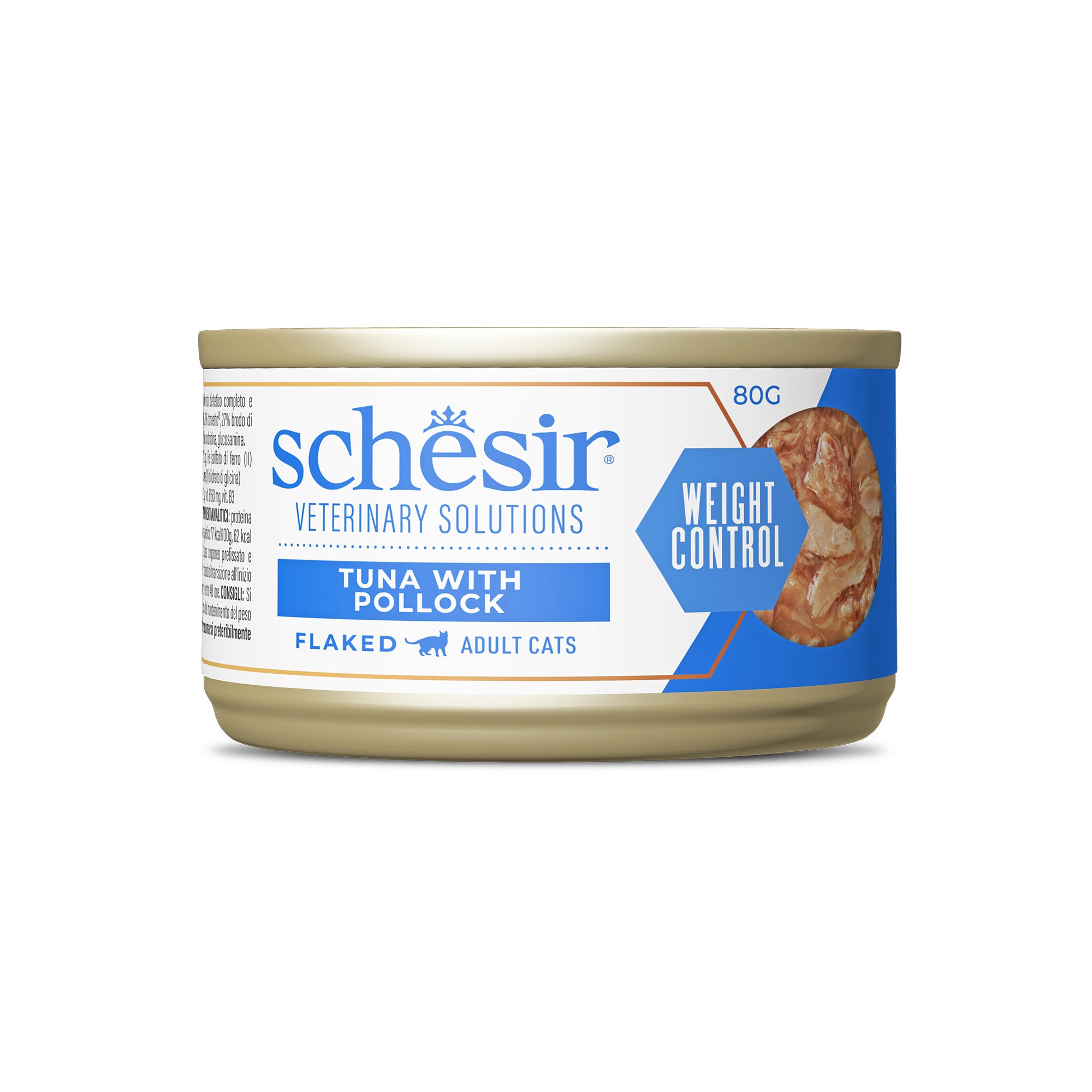 Schesir Veterinary Solution Weight Control Flacked Tuna with Pollock 8x80g